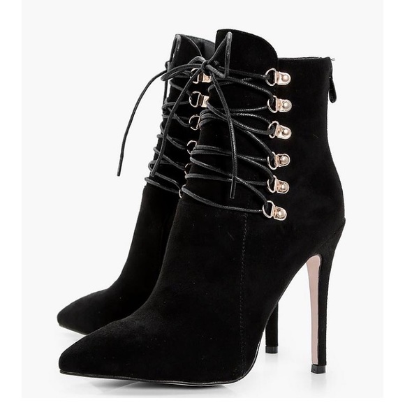 Black faux suede stiletto pumps - Picture 2 of 4